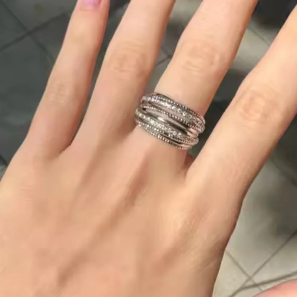 New! Wedding bridal  Silver and crystal Women's Ring